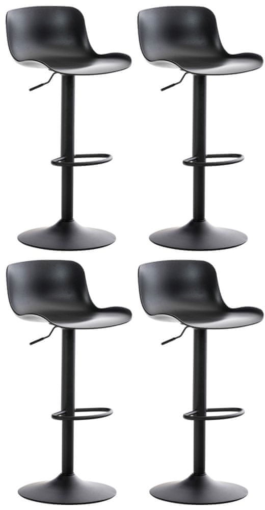 BHM Germany Barové stoličky Almada (SADA 4 ks), plastové, čierne